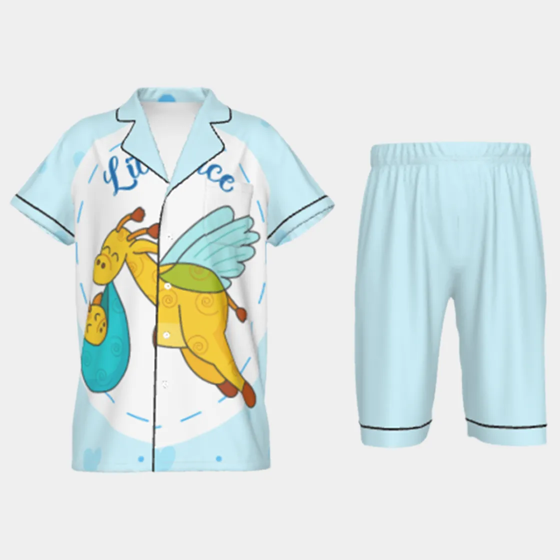 All-Over Print Kid's Imitation Silk Short Pajamas