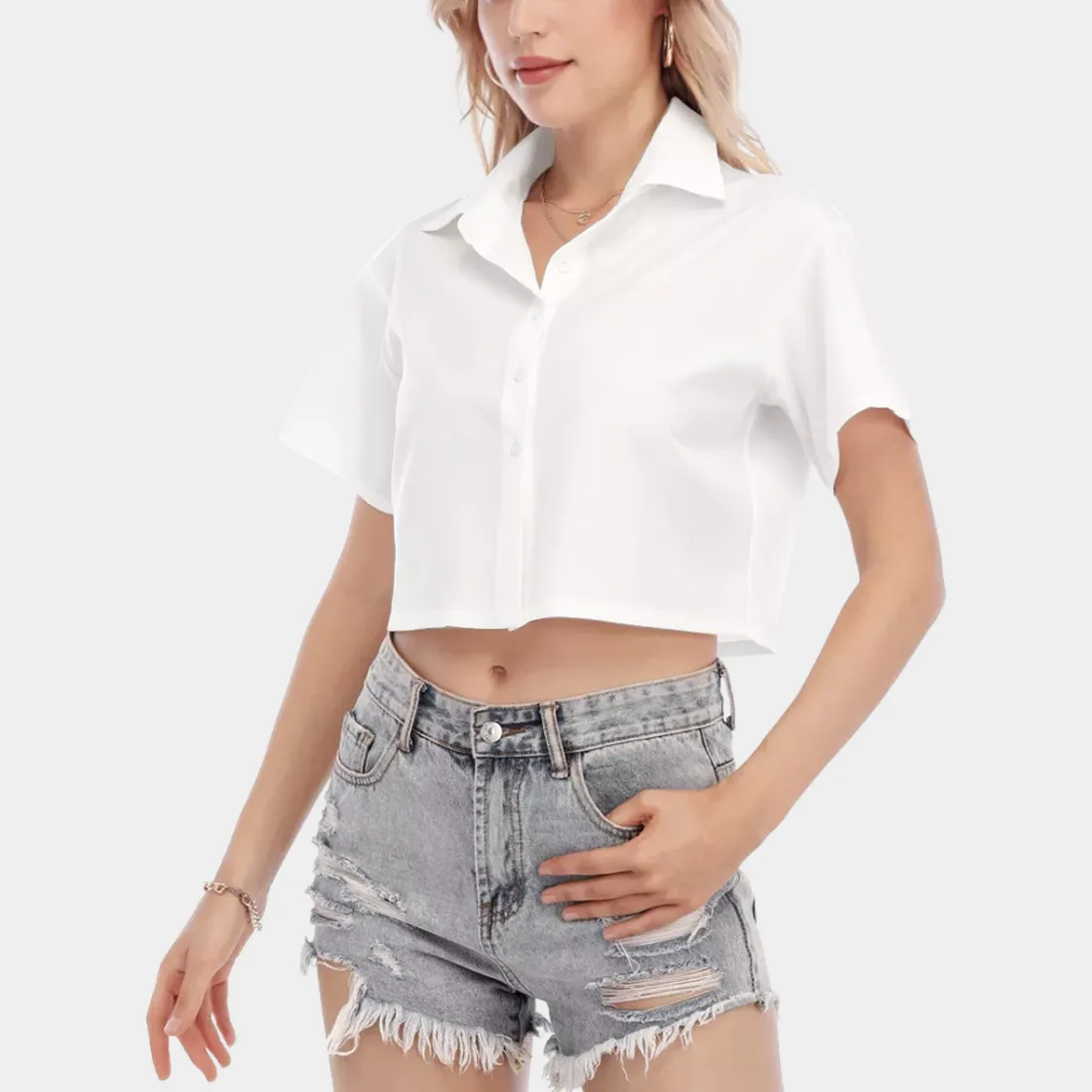 All-Over Print Women's Cropped Shirt
