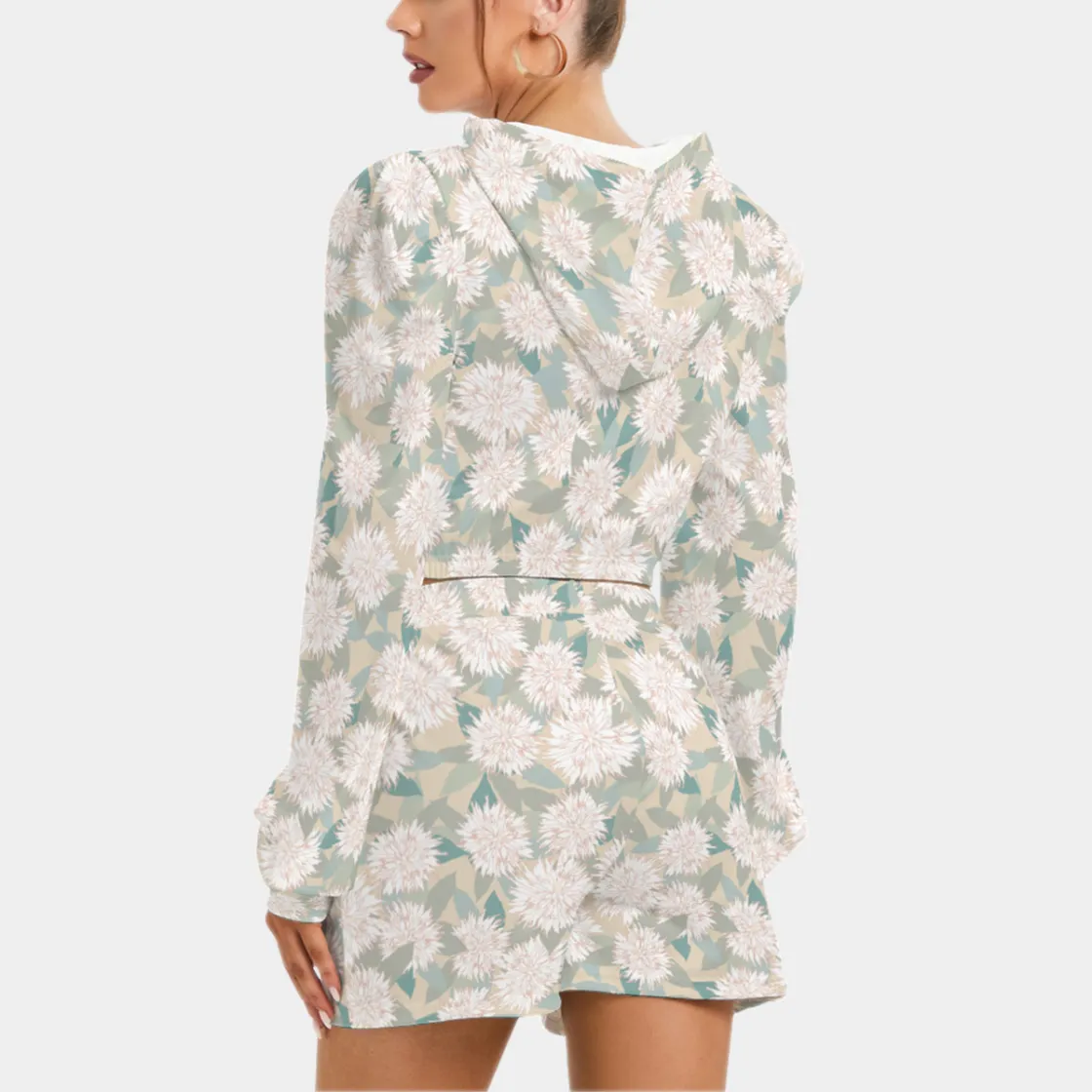 All-Over Print Women's Micro Fleece Hoodie And Shorts Set