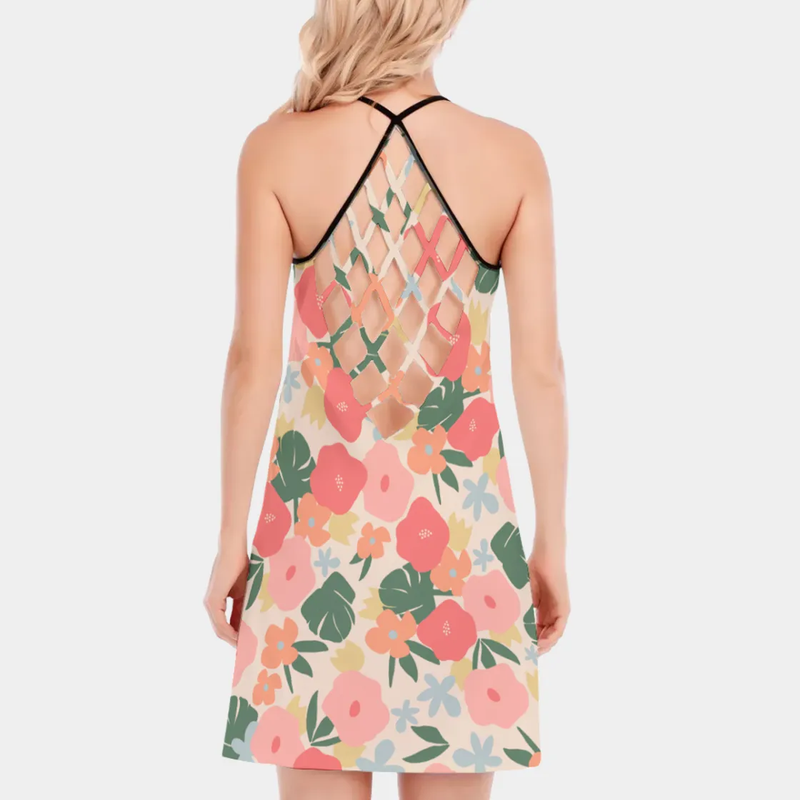 All-Over Print Women's Long Style Criss-Cross Open Back Tank Top