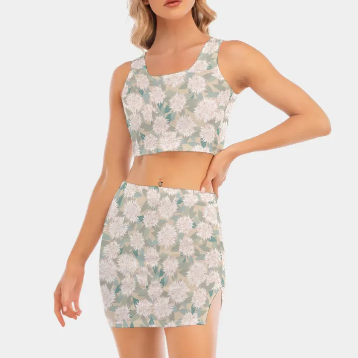 All-Over Print Women's Camisole And Hip Skirt Suit