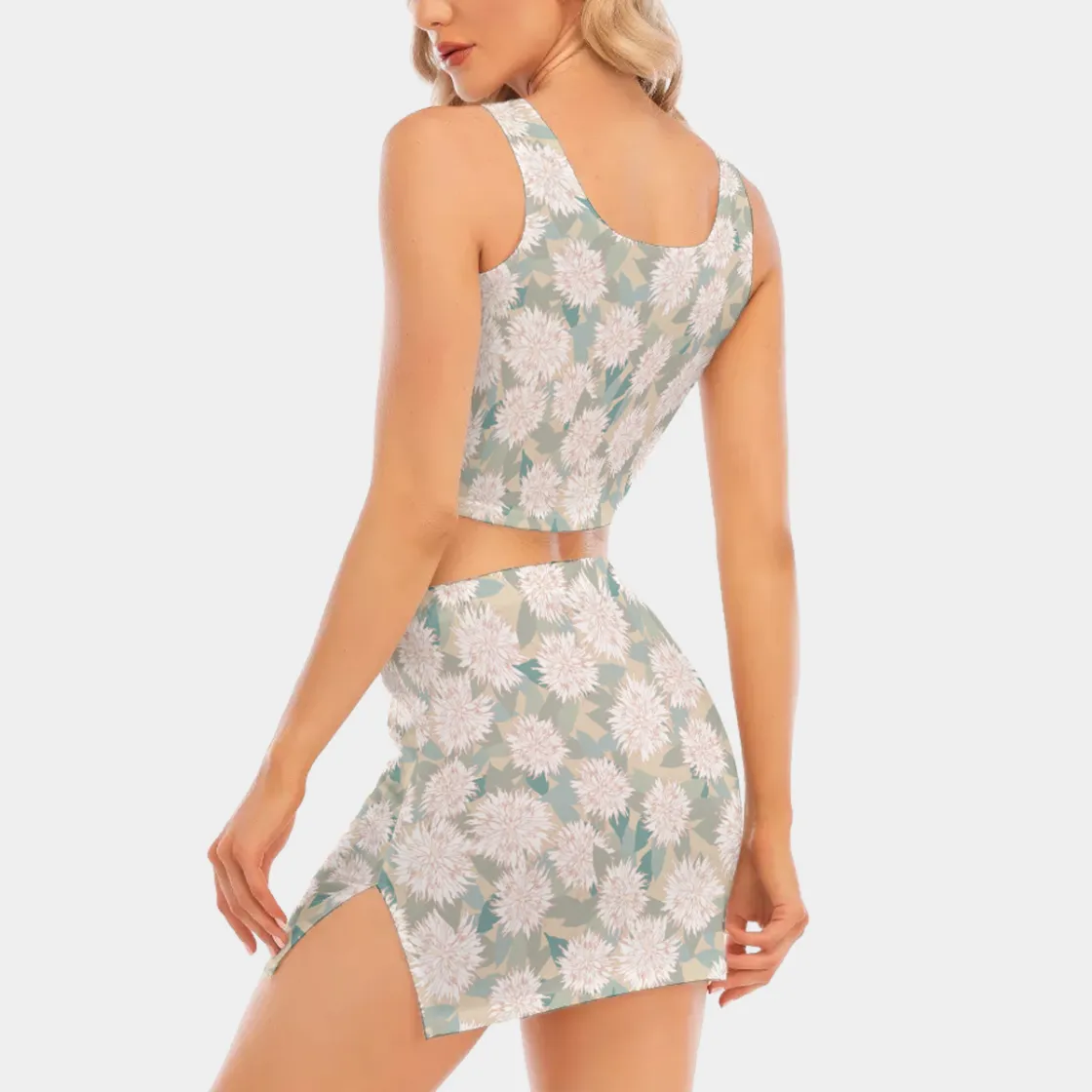 All-Over Print Women's Camisole And Hip Skirt Suit