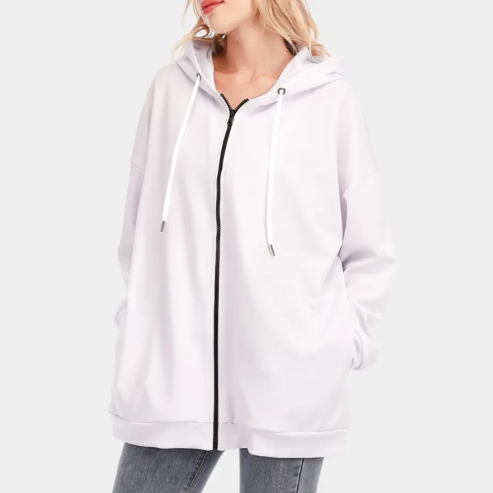 All-Over Print Women's Long Hoodie With Zipper Closure