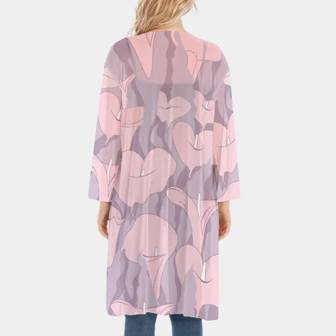 All-Over Print Women's V-neck Mesh Cardigan