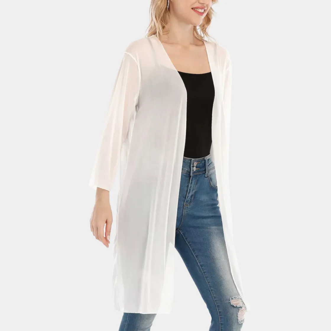 All-Over Print Women's V-neck Mesh Cardigan