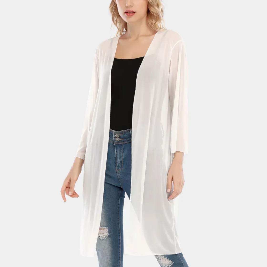 All-Over Print Women's V-neck Mesh Cardigan