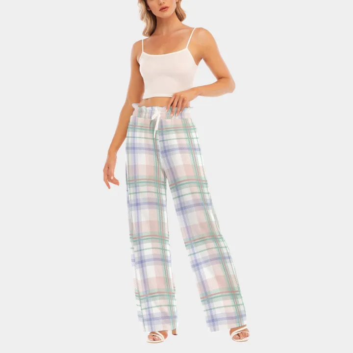All-Over Print Women's Waist Fungus Edge Wide-leg Pants