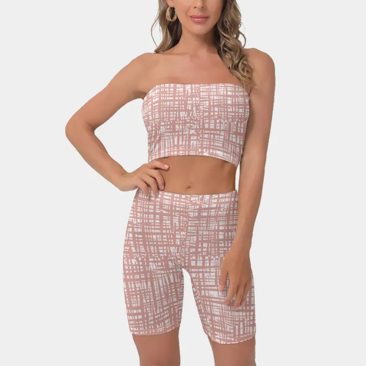 All-Over Print Women's Breast Wrap Shorts Suit