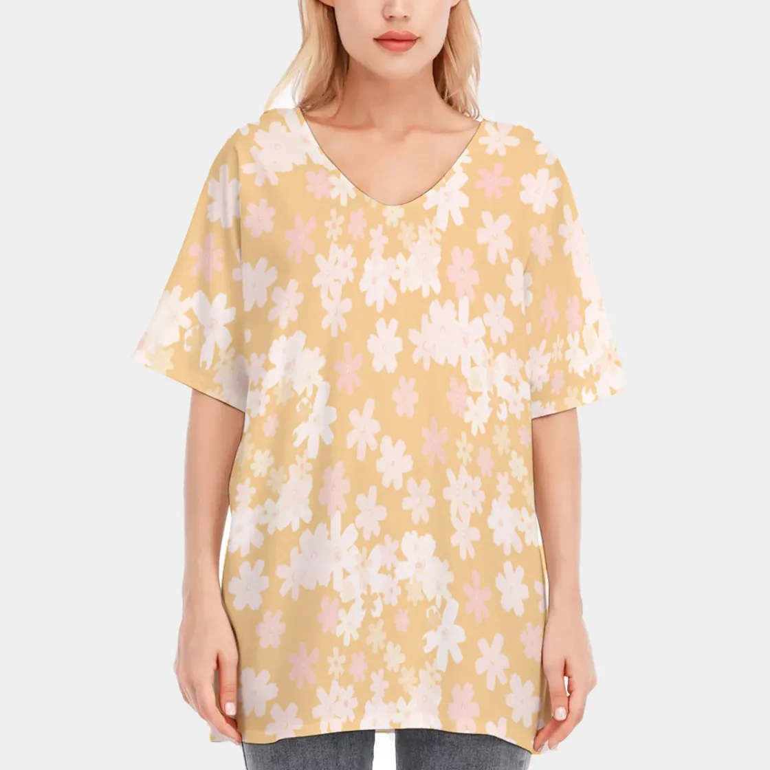 All-Over Print Women's Bat Sleeves Blouse | 190GSM Cotton