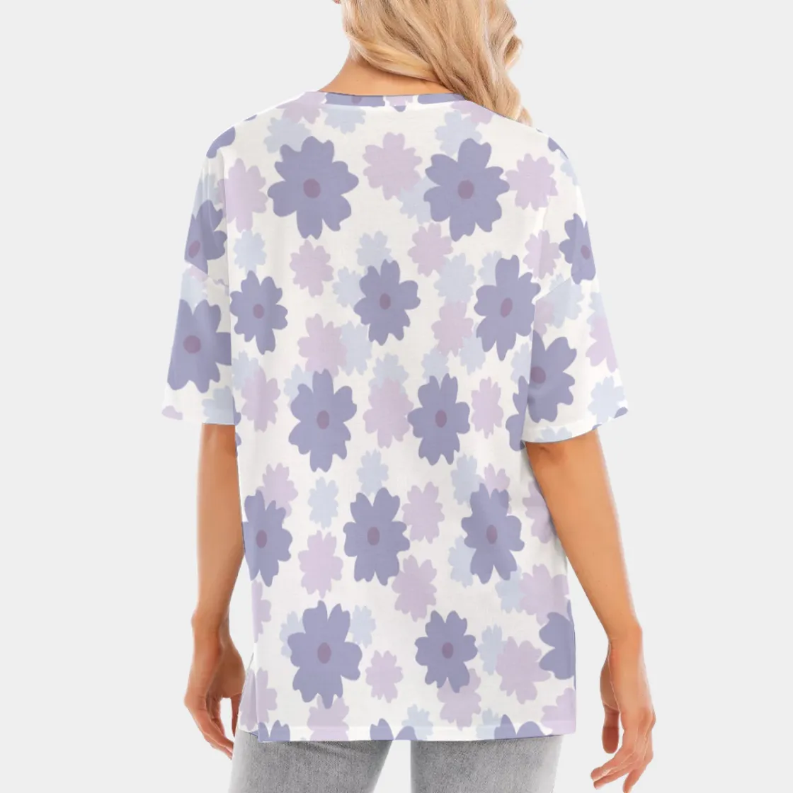 All-Over Print Women's Short Sleeves T-shirt With Hem Split