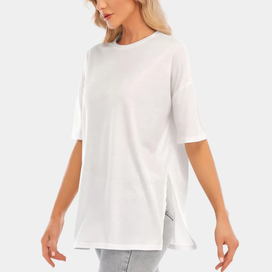 All-Over Print Women's Short Sleeves T-shirt With Hem Split
