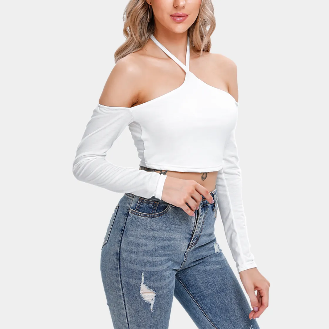 All-Over Print Women's Halter Lace-up Top