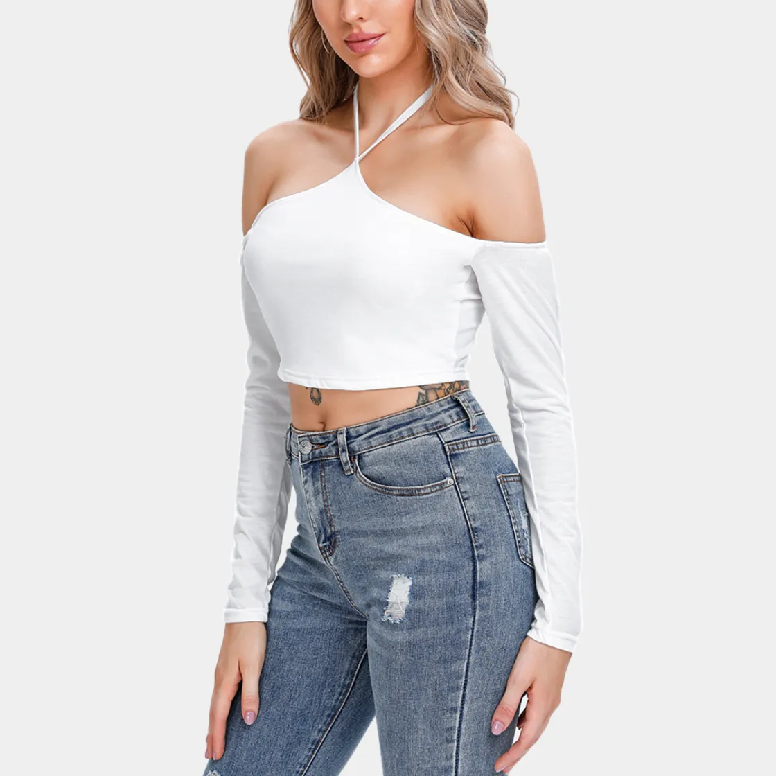 All-Over Print Women's Halter Lace-up Top