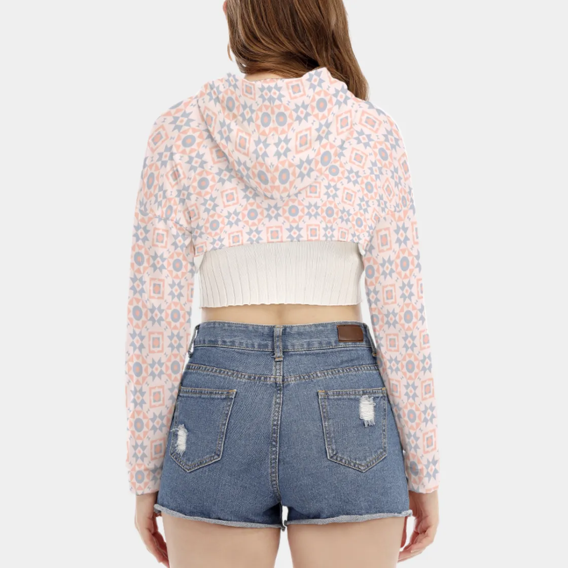 All-Over Print Women's Smock Short Hoodie With Long Sleeve