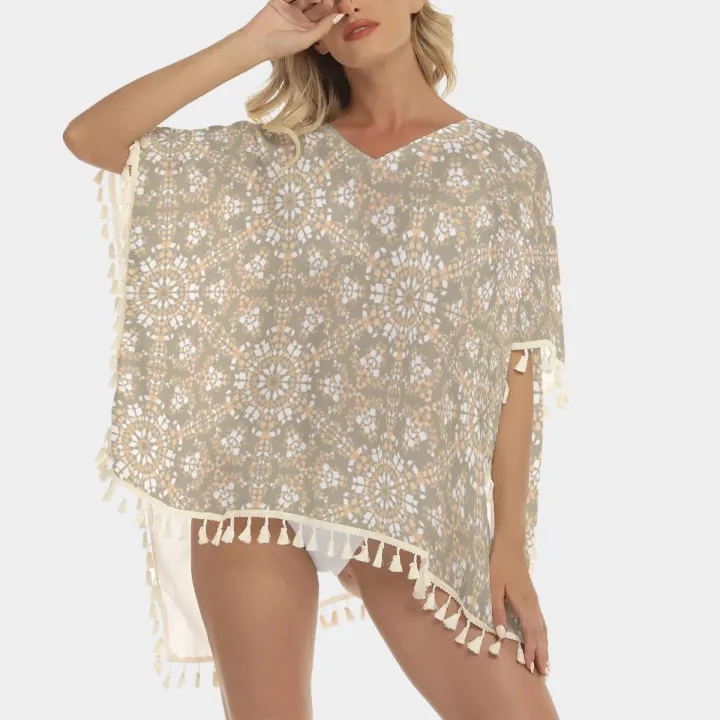All-Over Print Women's Square Fringed Shawl