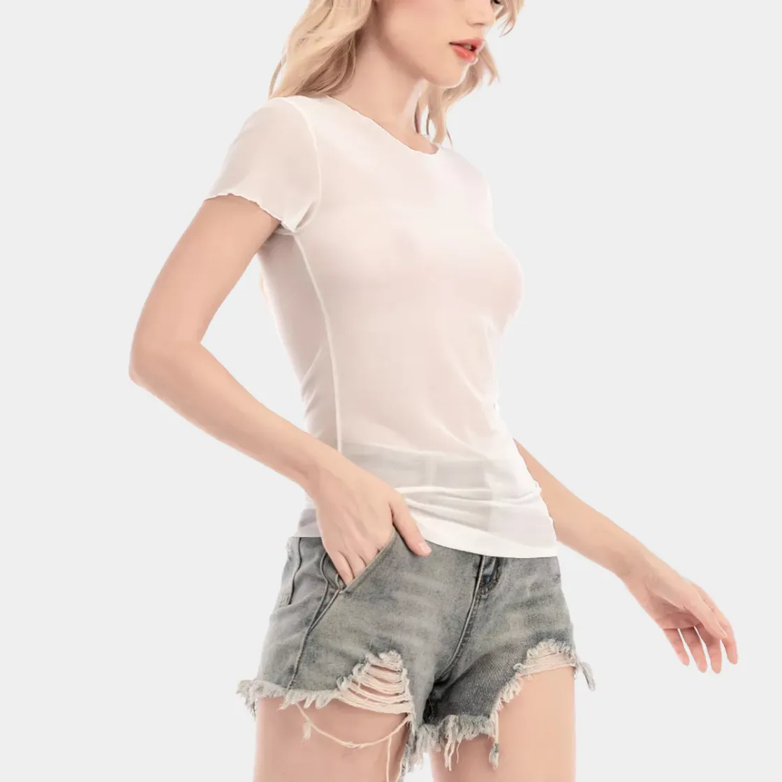 All-Over Print Women's Short Sleeve Mesh Blouse