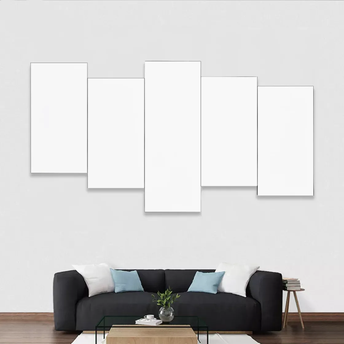 Framed five-piece mural