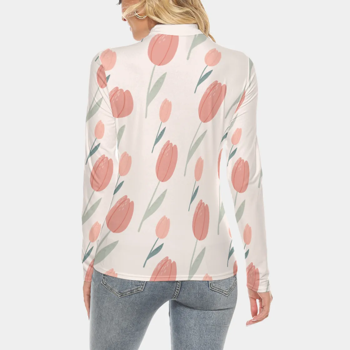 All Over Print Women's Stretchable Turtleneck Top