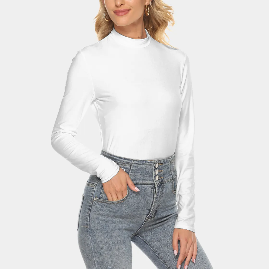 All Over Print Women's Stretchable Turtleneck Top