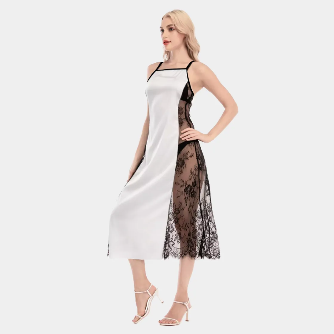 All-Over Print Women's Lace Cami Cross Back Dress