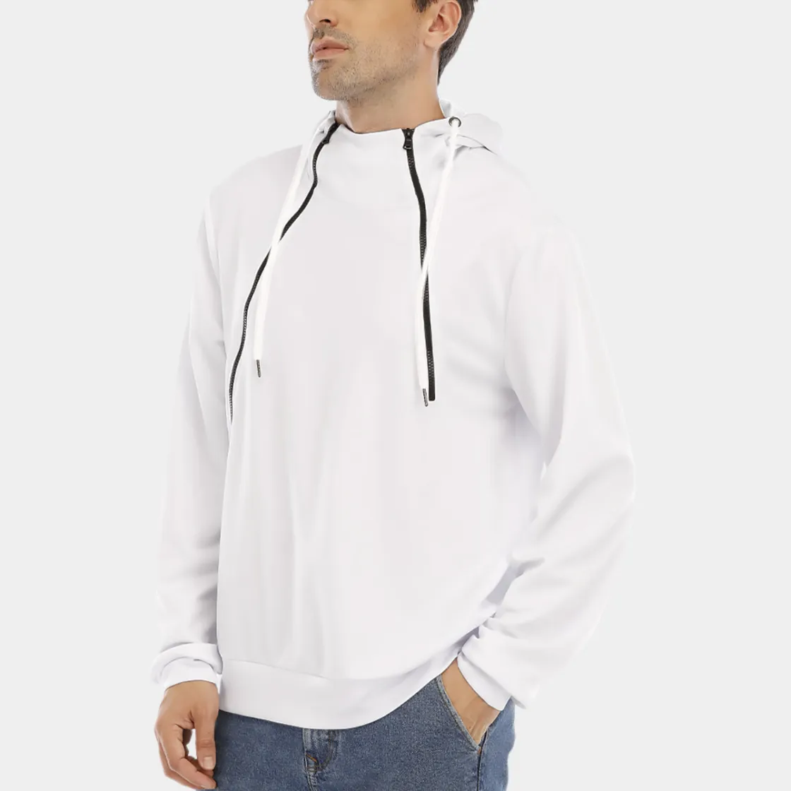 All-Over Print Men's Hoodie With Placket Double Zipper