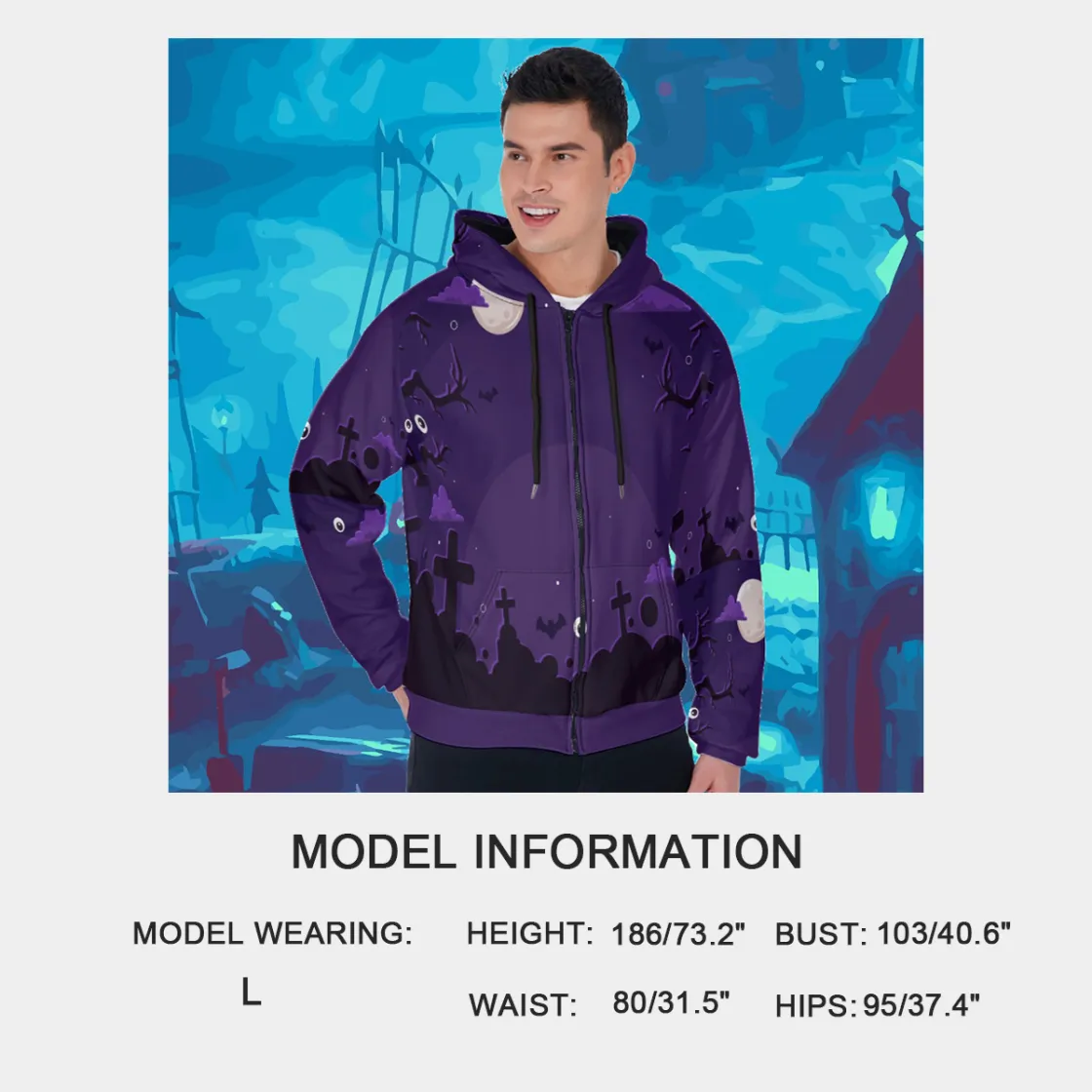 All-Over Print Men's Raglan Zip Up Hoodie