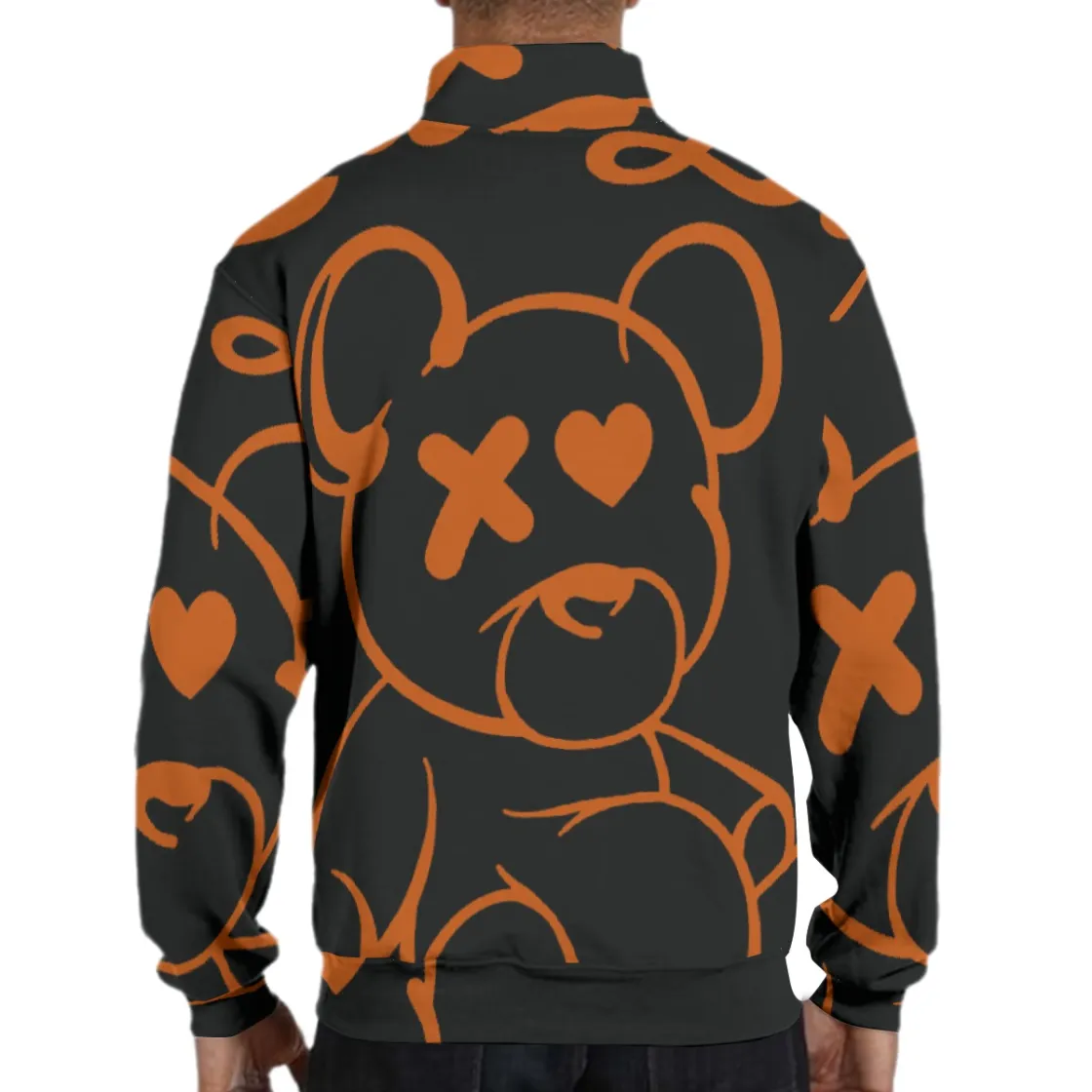 All-Over Print Men's Hidden Half-Zip Placket Hoodie