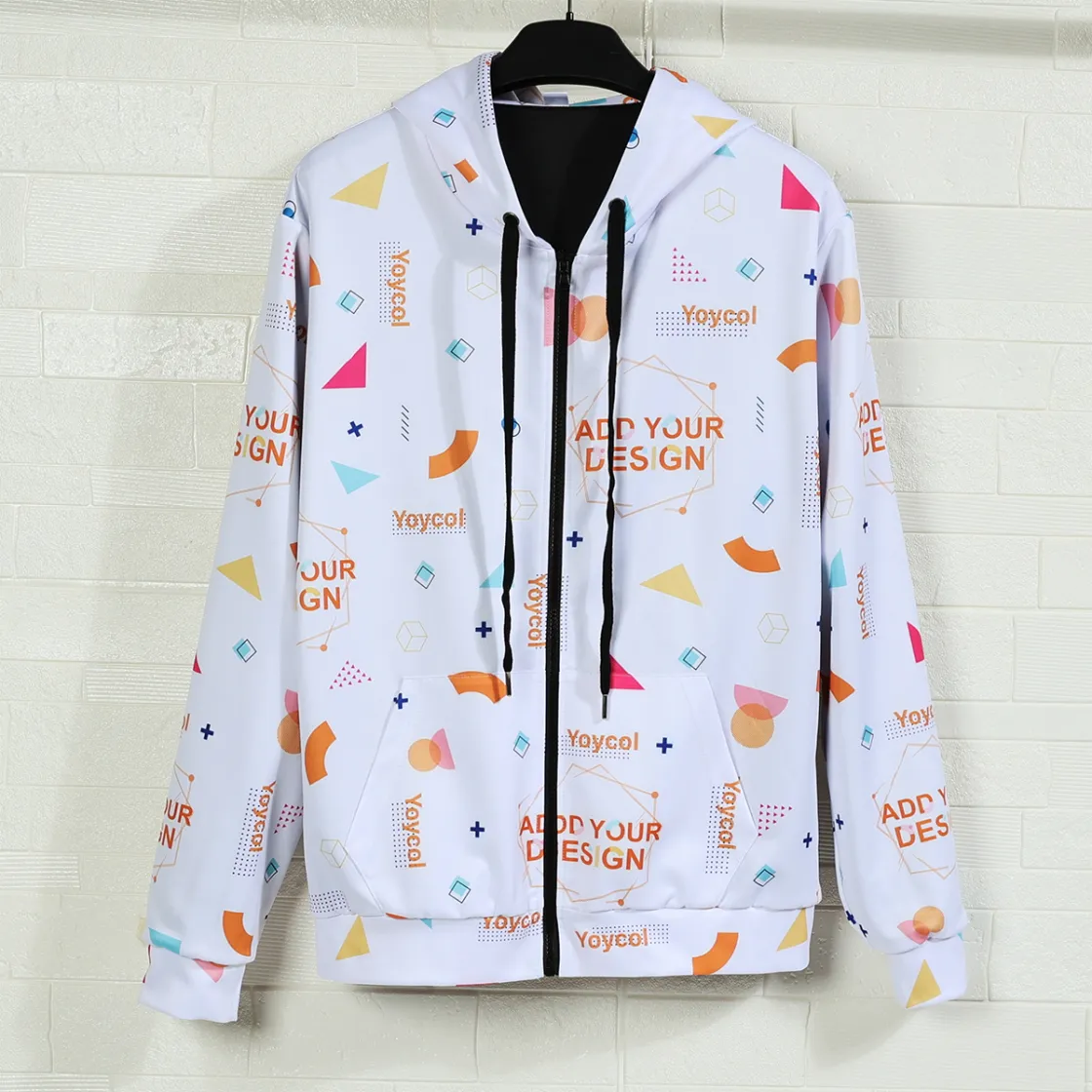 All-Over Print Unisex Zipper Hoodie With Black Lining