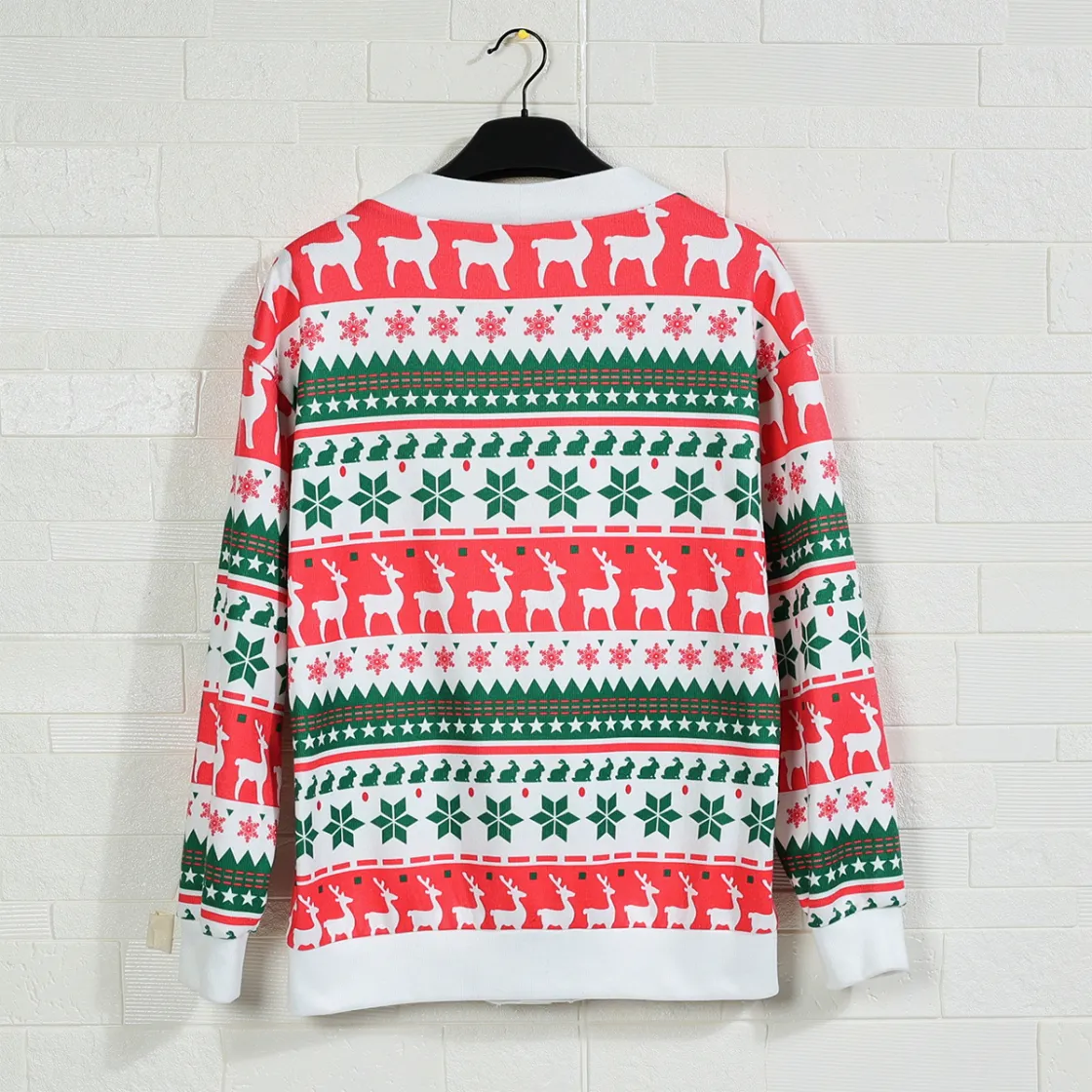 All-Over Print Unisex V-neck Knitted Fleece Cardigan With Button Closure
