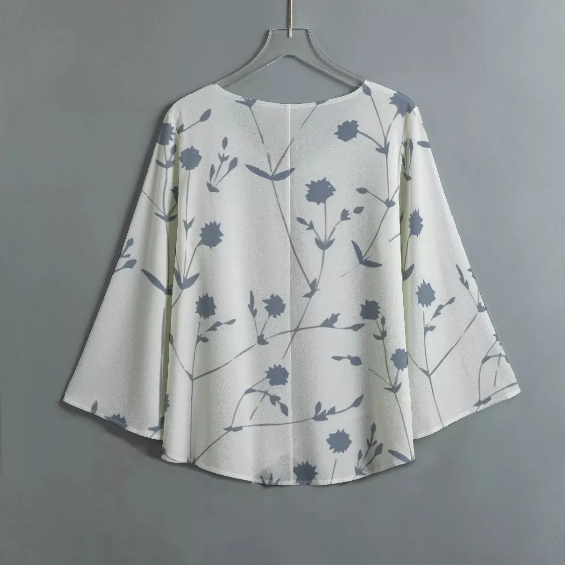 All-Over Print Women's V-neck T-shirt With Irregular Hem