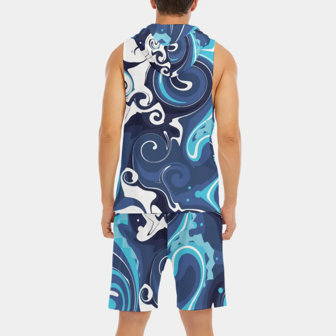 All-Over Print Men's Sleeveless Vest And Shorts Set