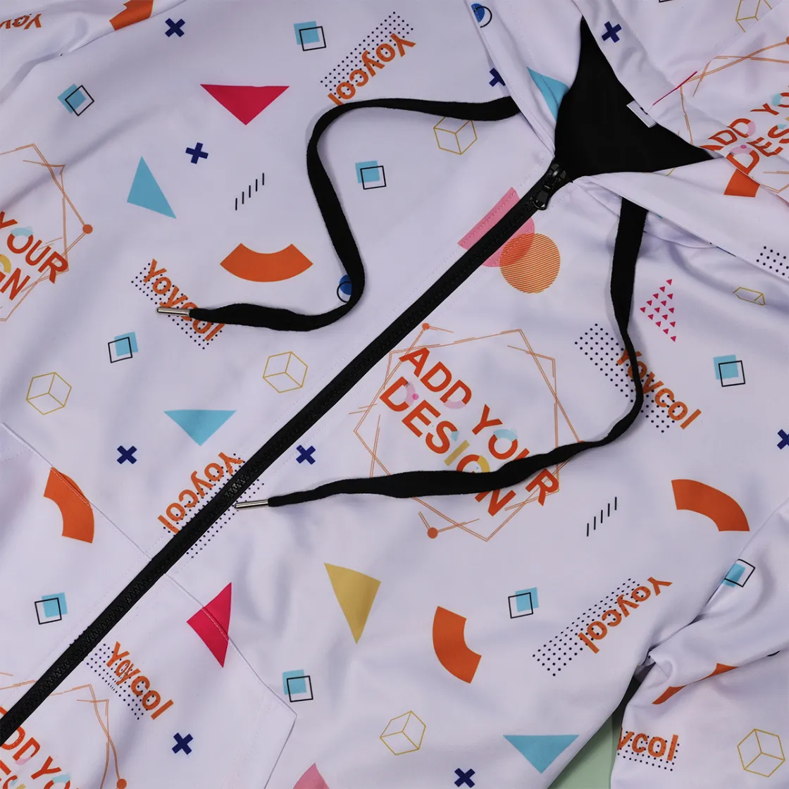 All-Over Print Unisex Zipper Hoodie With Black Lining