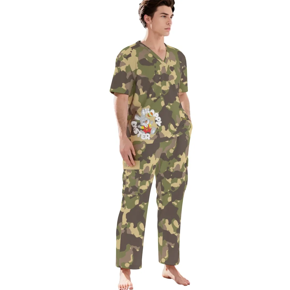 All-Over Print Unisex Scrub Set With Six Pocket
