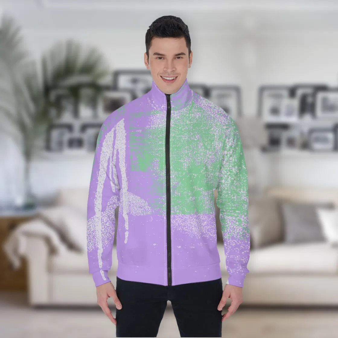 All-Over Print Men's Stand Collar Jacket