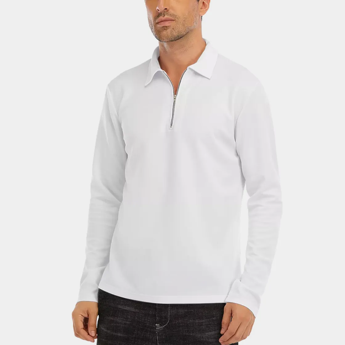 All-Over Print Men's Lapel T-shirt With Neckline Zipper Closure