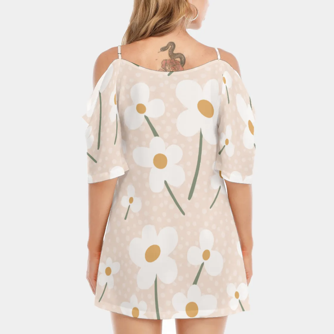 All-Over Print Women's Off-shoulder Cami Dress