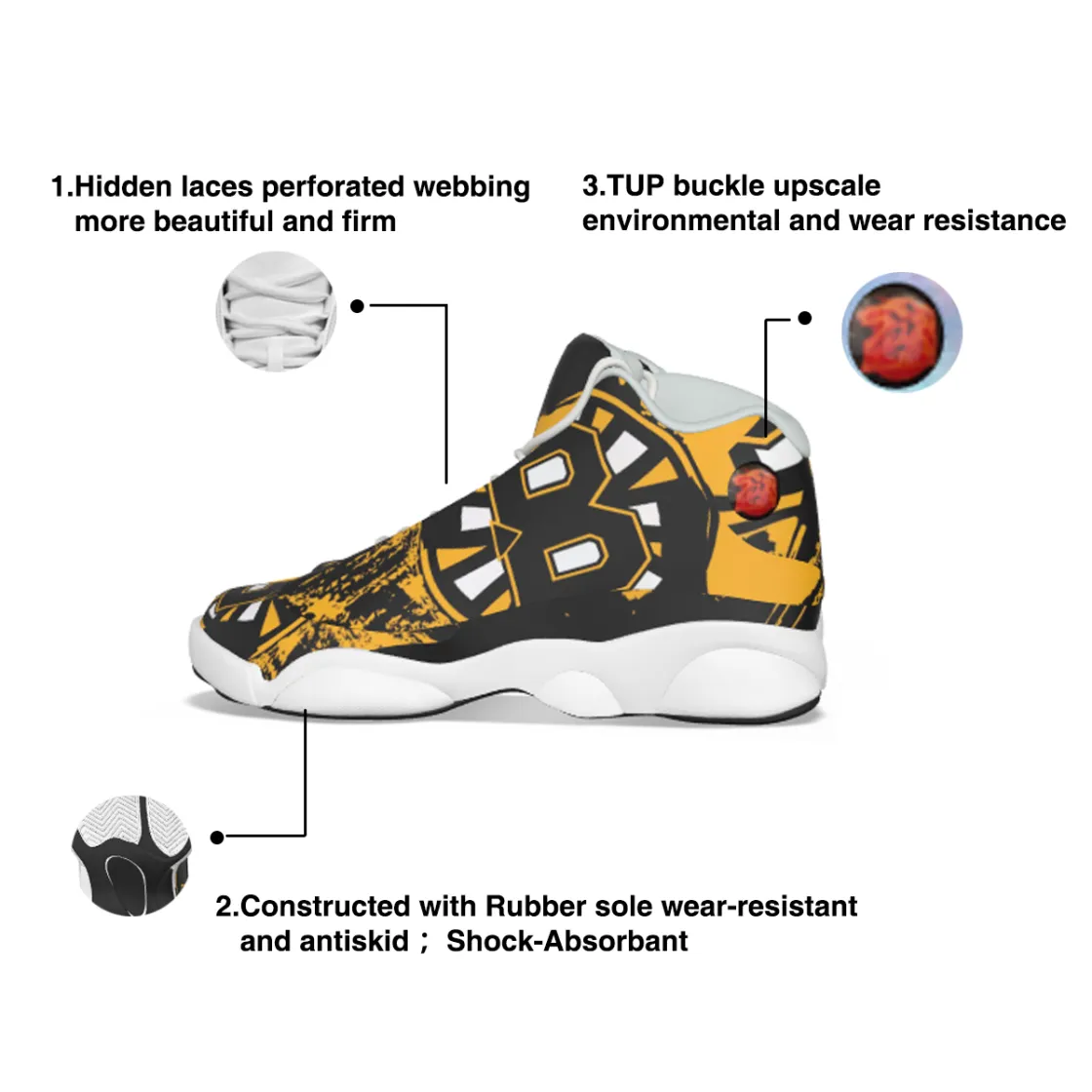 Men's Curved Basketball Shoes With Thick Soles