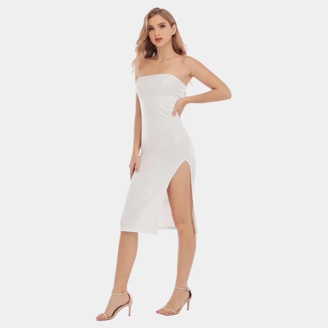 All-Over Print Women's Side Split Tube Top Dress