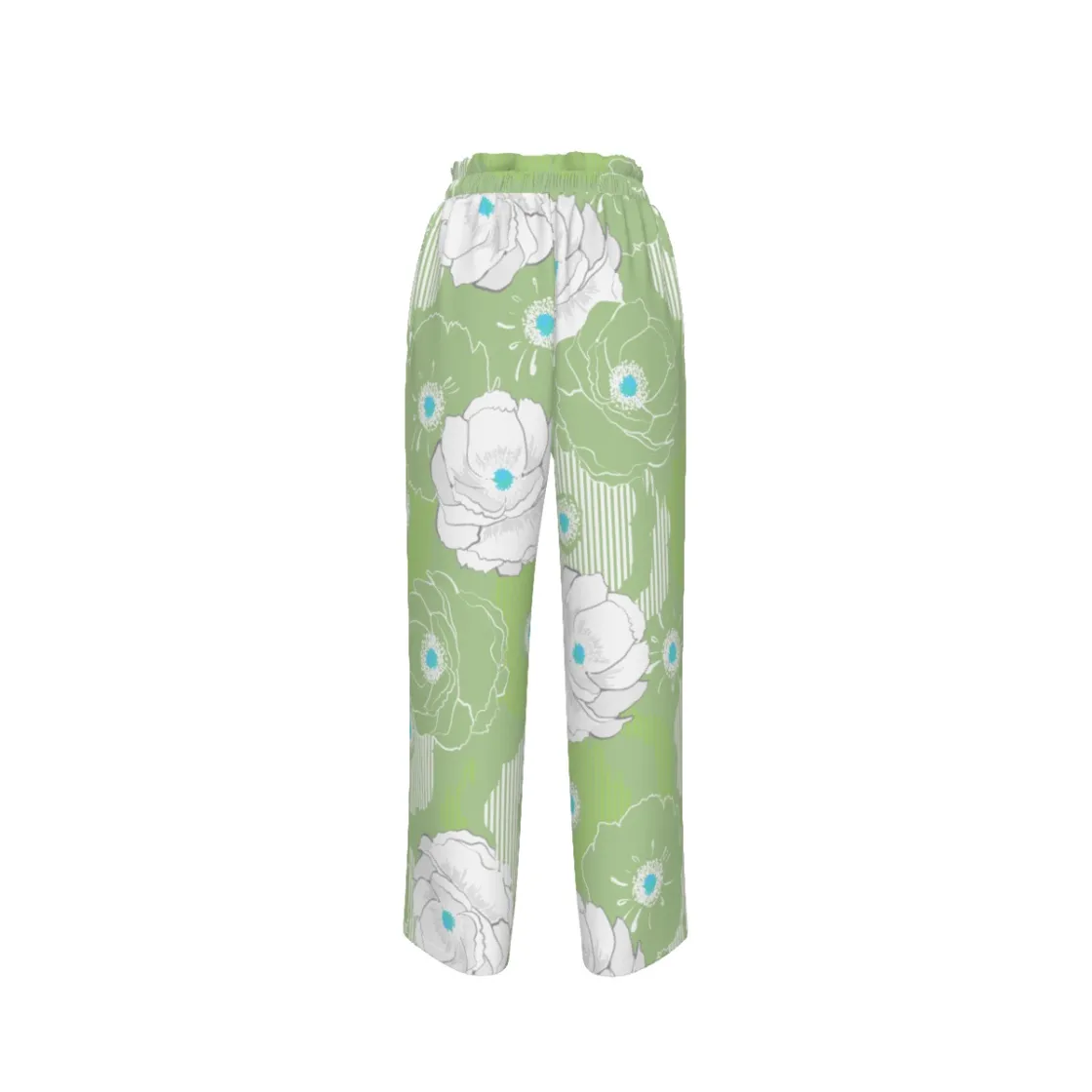 All-Over Print Women's Faux Silk Wide-Leg Pants