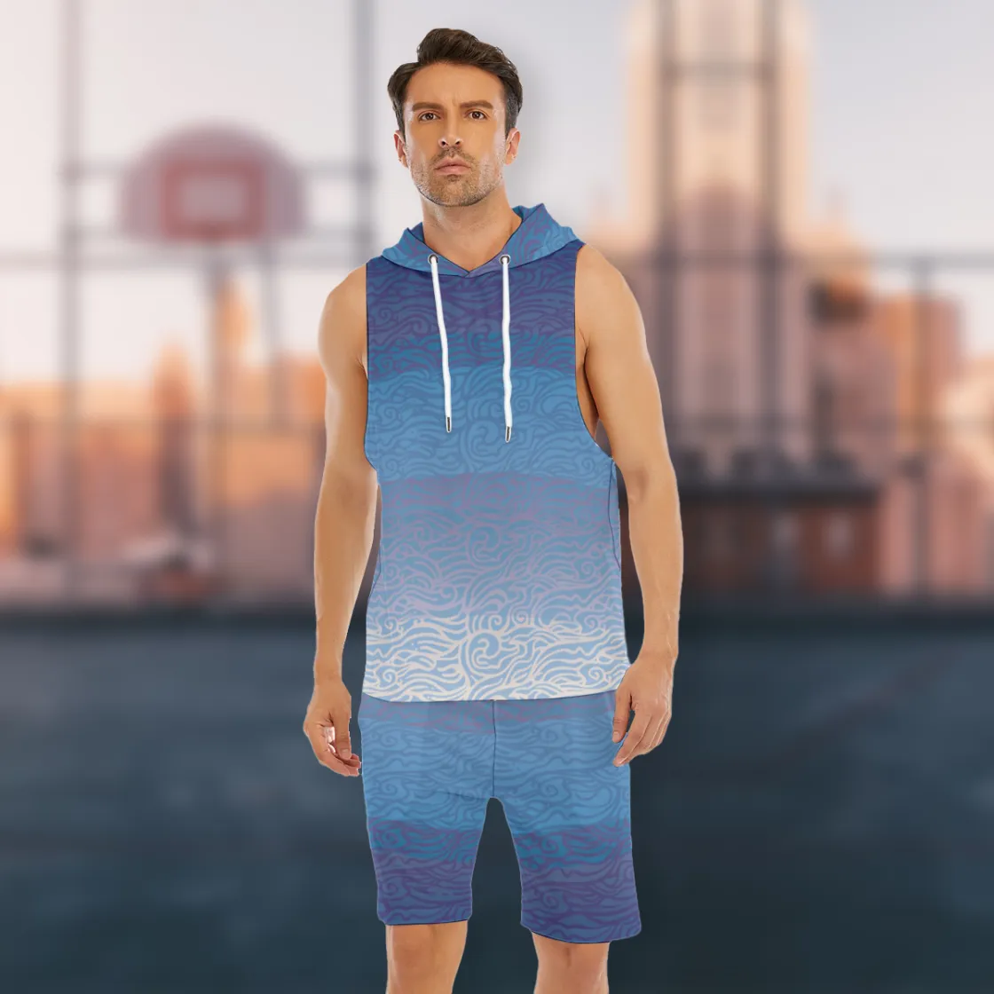 All-Over Print Men's Sleeveless Vest And Shorts Set