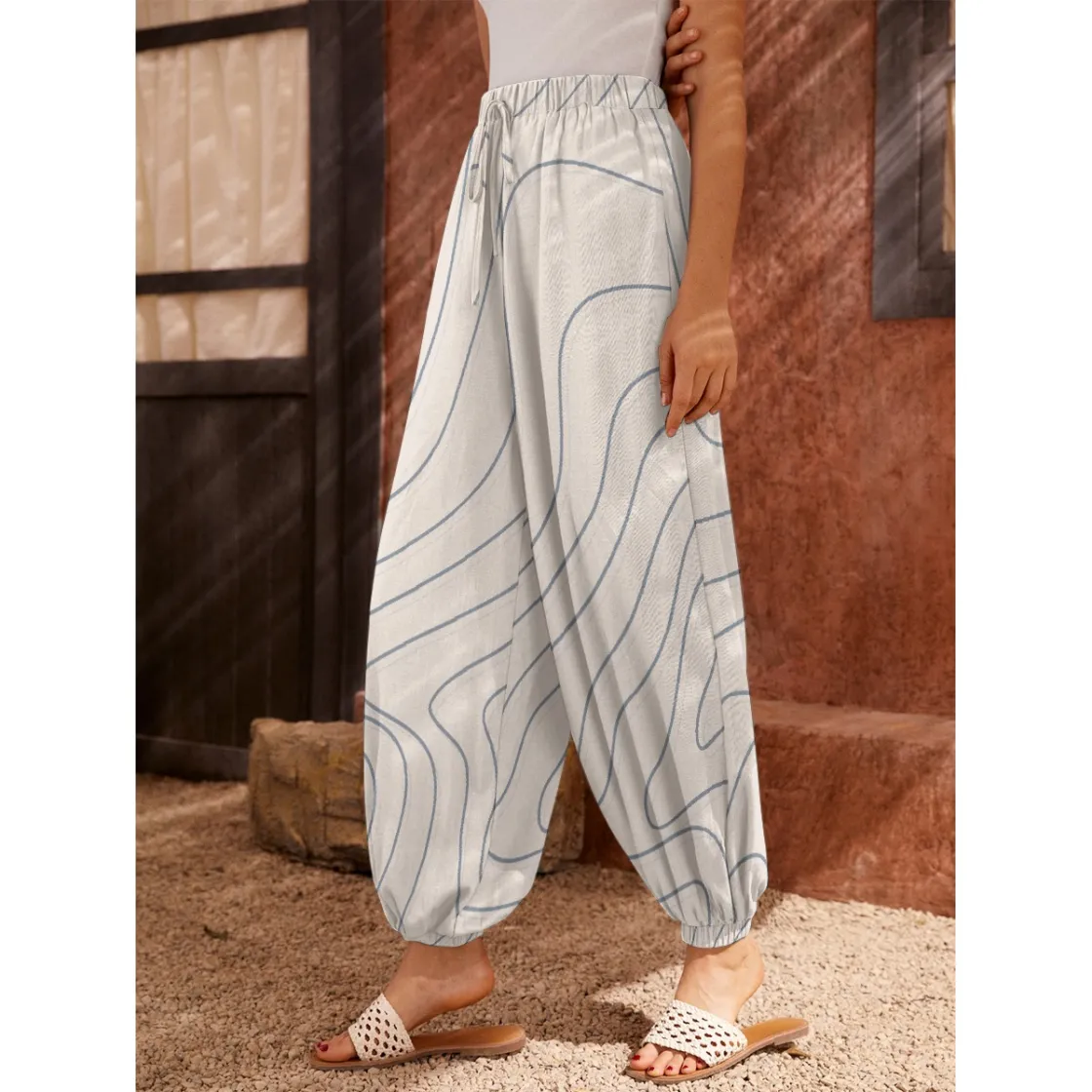 All-Over Print Women's Carrot Pants with Pockets