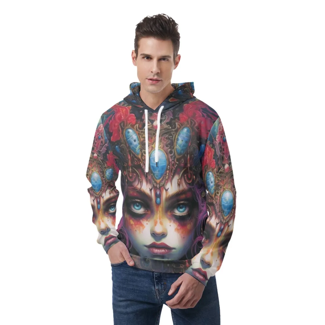All-Over Print Men's Thicken Pullover Hoodie With Inner Hood