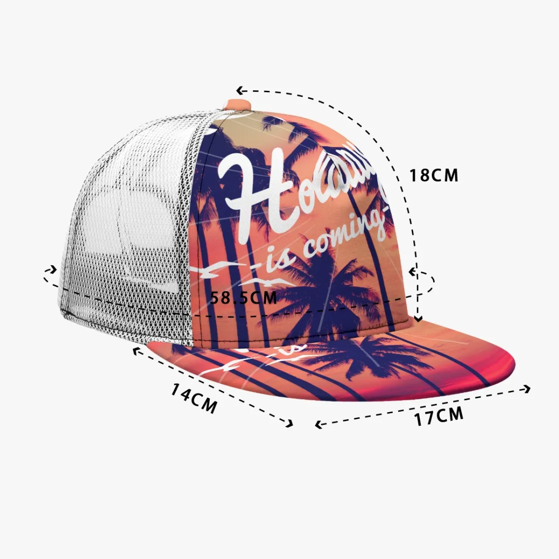 All-Over Print Black Buckle Flat-brimmed Mesh Cap With Box