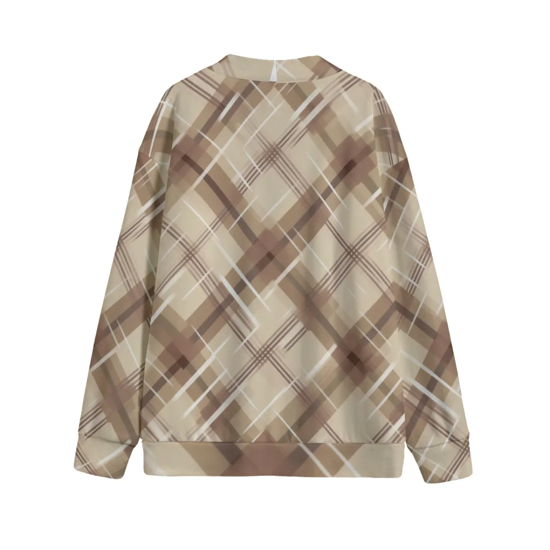 All-Over Print Unisex V-neck Knitted Fleece Cardigan With Button Closure