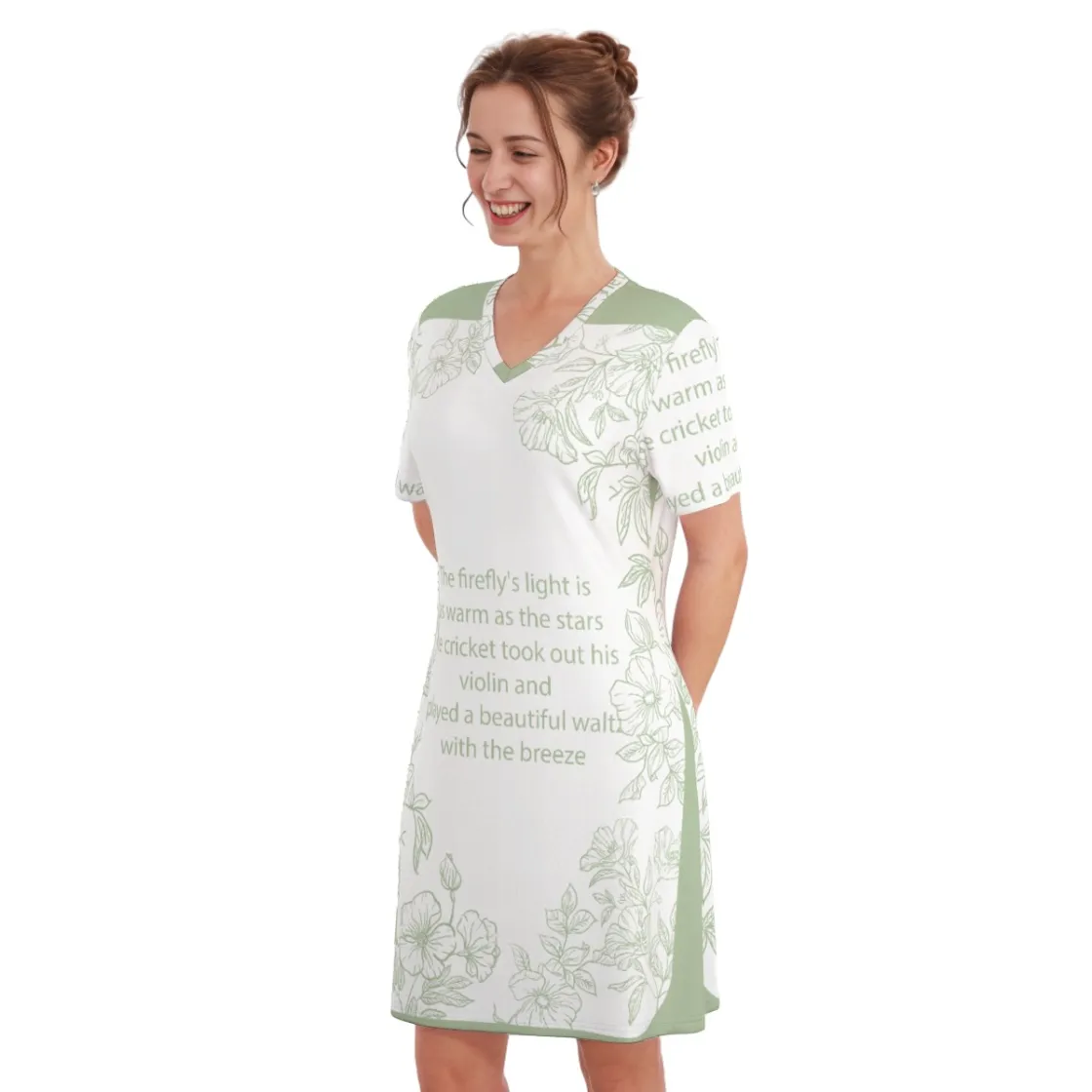 All-Over Print Women's V Neck Dress|180GSM Cotton