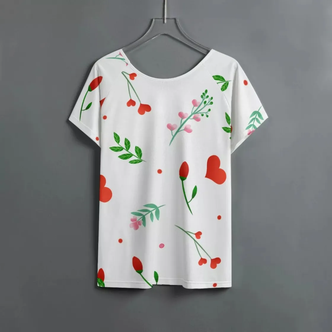 All-Over Print Women's Round Neck T-shirt With Raglan Sleeve
