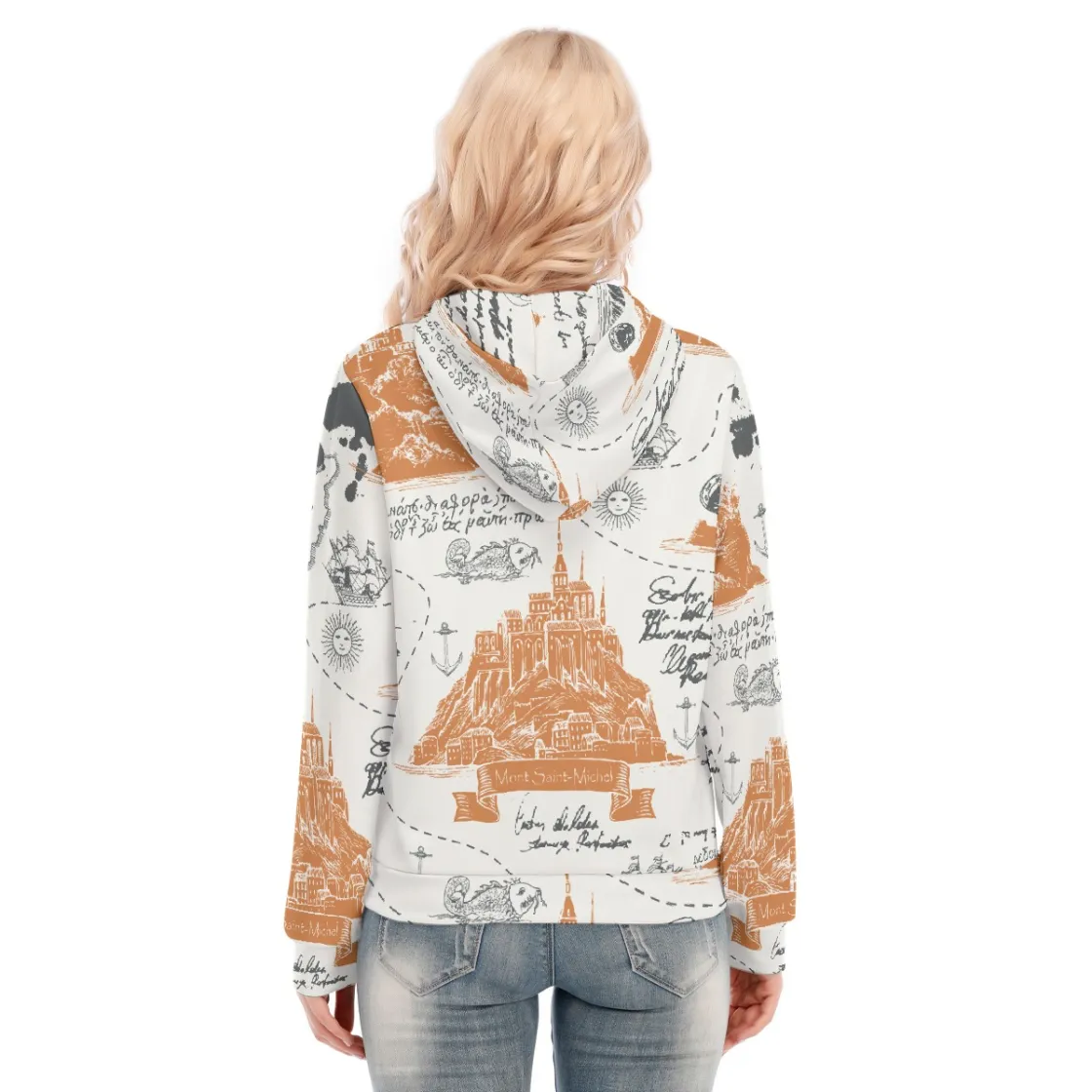 All-Over Print Women's Hoodie With Zipper