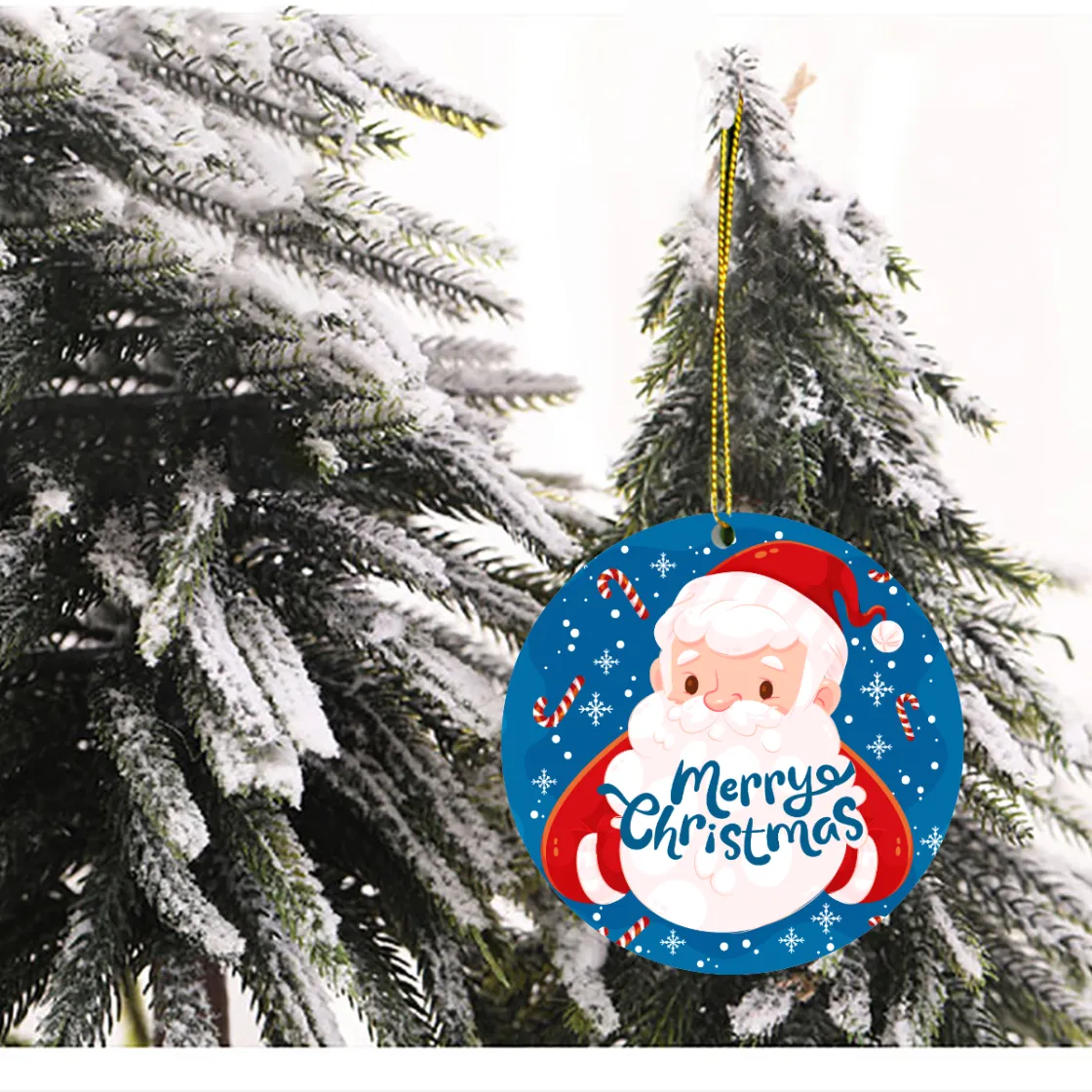 Round Christmas Tree Decoration Ornaments | Wooden
