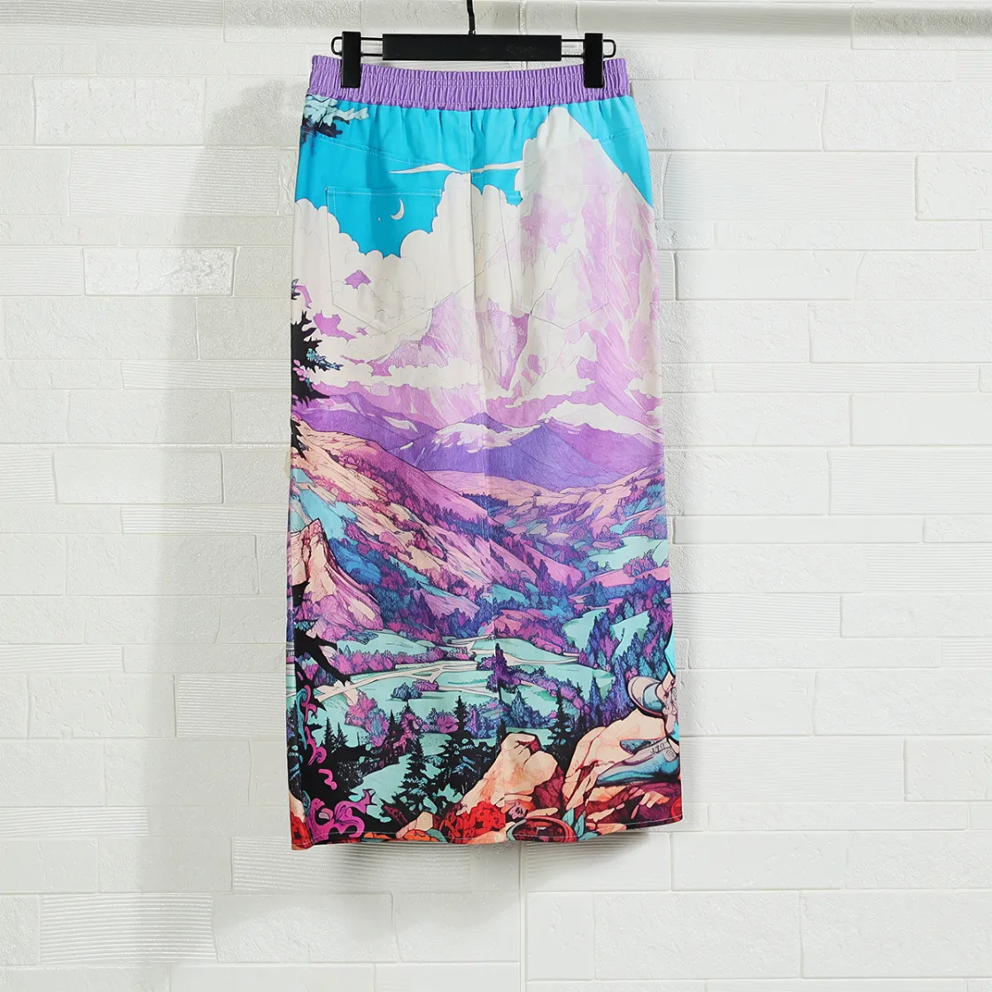 All-Over Print Women's Front Mid-slit Skirt | 245GSM Cotton