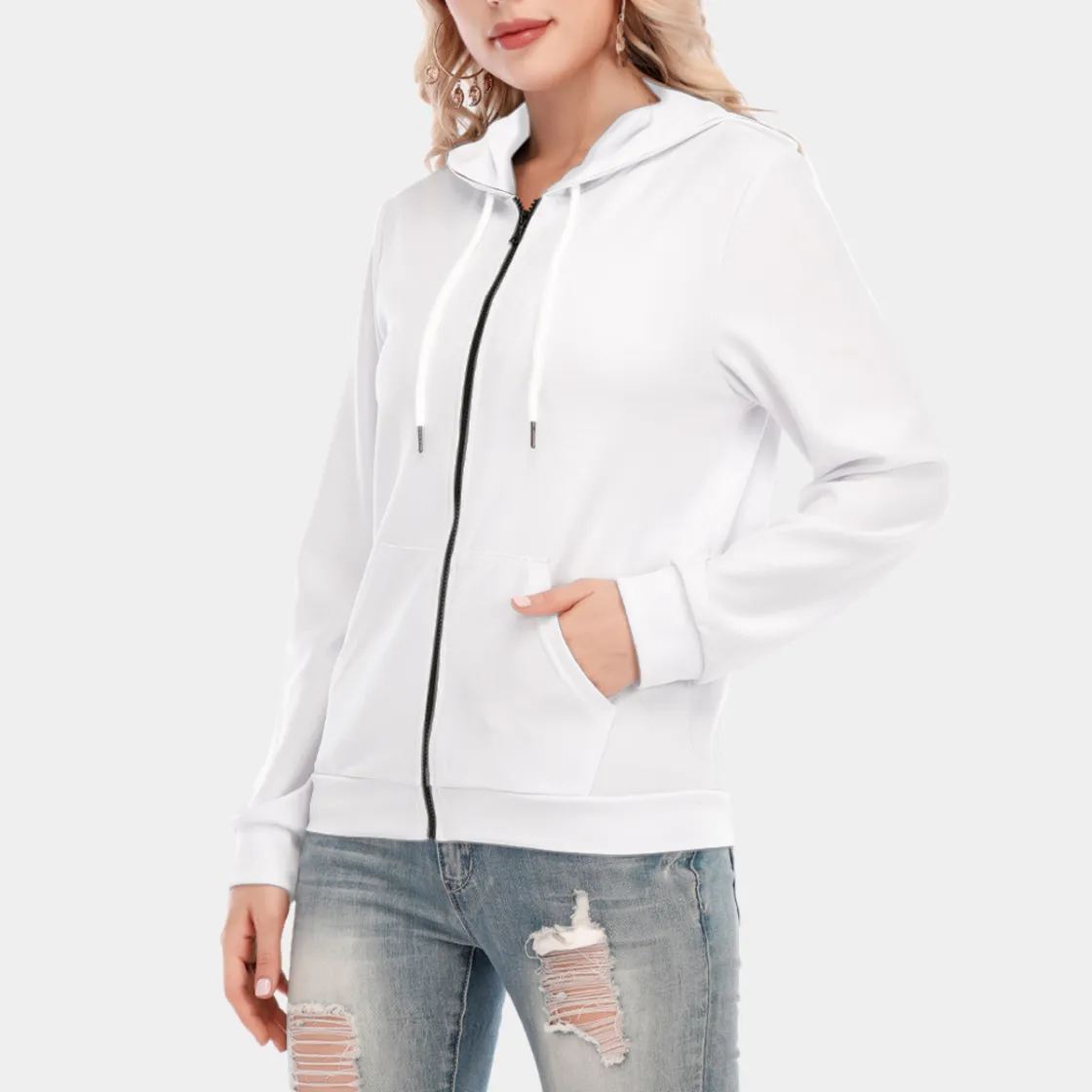 All-Over Print Women's Hoodie With Zipper